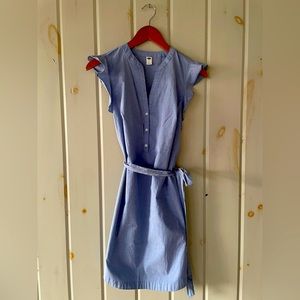 Old Navy, blue sheath dress with tie and flutter sleeves, size small.